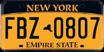 NY license plate FBZ0807