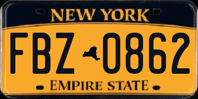 NY license plate FBZ0862