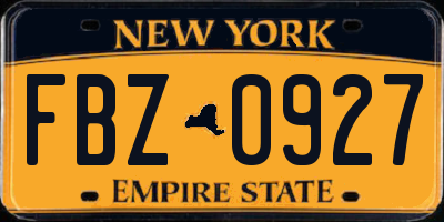 NY license plate FBZ0927