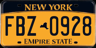 NY license plate FBZ0928
