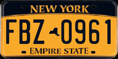 NY license plate FBZ0961