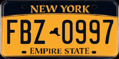 NY license plate FBZ0997