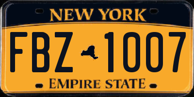 NY license plate FBZ1007