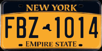 NY license plate FBZ1014