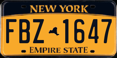 NY license plate FBZ1647