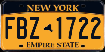 NY license plate FBZ1722