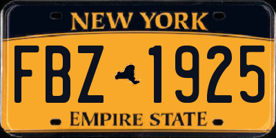 NY license plate FBZ1925