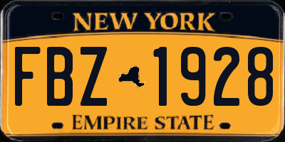 NY license plate FBZ1928
