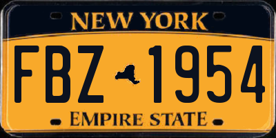 NY license plate FBZ1954