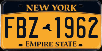 NY license plate FBZ1962