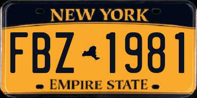 NY license plate FBZ1981