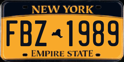 NY license plate FBZ1989