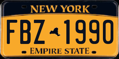 NY license plate FBZ1990