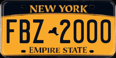 NY license plate FBZ2000