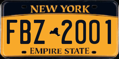 NY license plate FBZ2001