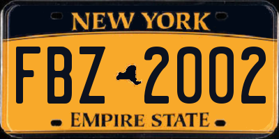 NY license plate FBZ2002