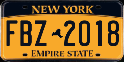 NY license plate FBZ2018