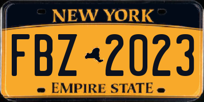NY license plate FBZ2023