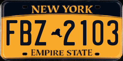 NY license plate FBZ2103