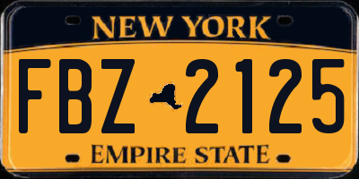 NY license plate FBZ2125