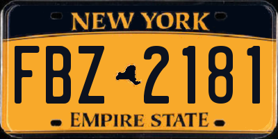 NY license plate FBZ2181