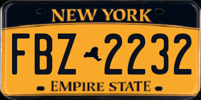 NY license plate FBZ2232