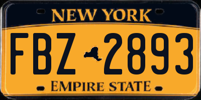 NY license plate FBZ2893