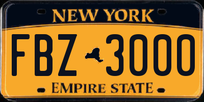 NY license plate FBZ3000
