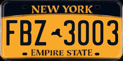 NY license plate FBZ3003