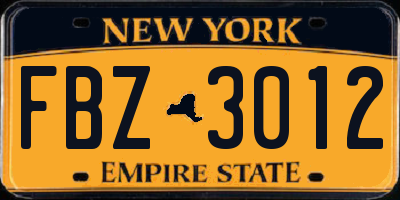 NY license plate FBZ3012