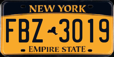 NY license plate FBZ3019