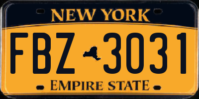 NY license plate FBZ3031