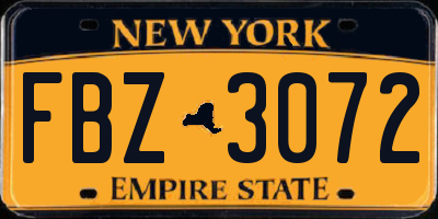NY license plate FBZ3072