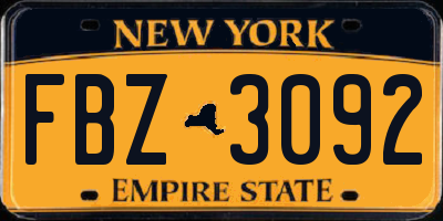 NY license plate FBZ3092