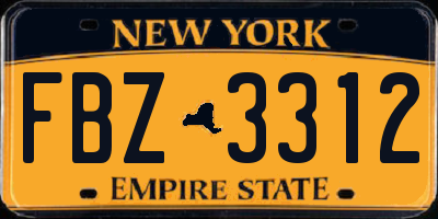 NY license plate FBZ3312