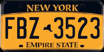 NY license plate FBZ3523
