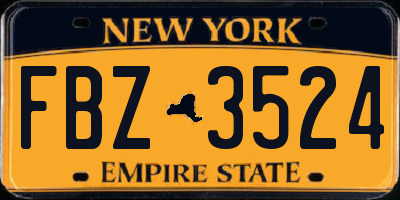 NY license plate FBZ3524