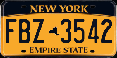 NY license plate FBZ3542