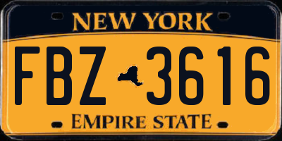 NY license plate FBZ3616