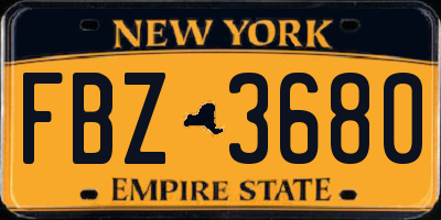 NY license plate FBZ3680