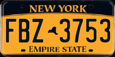NY license plate FBZ3753