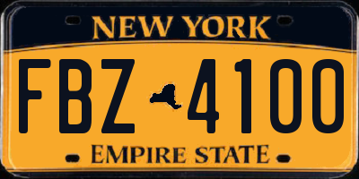 NY license plate FBZ4100