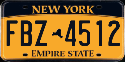 NY license plate FBZ4512