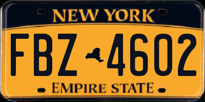 NY license plate FBZ4602