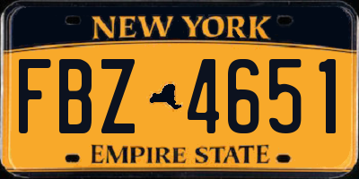 NY license plate FBZ4651