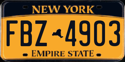 NY license plate FBZ4903