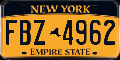 NY license plate FBZ4962