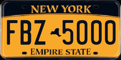 NY license plate FBZ5000