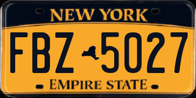 NY license plate FBZ5027