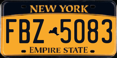 NY license plate FBZ5083